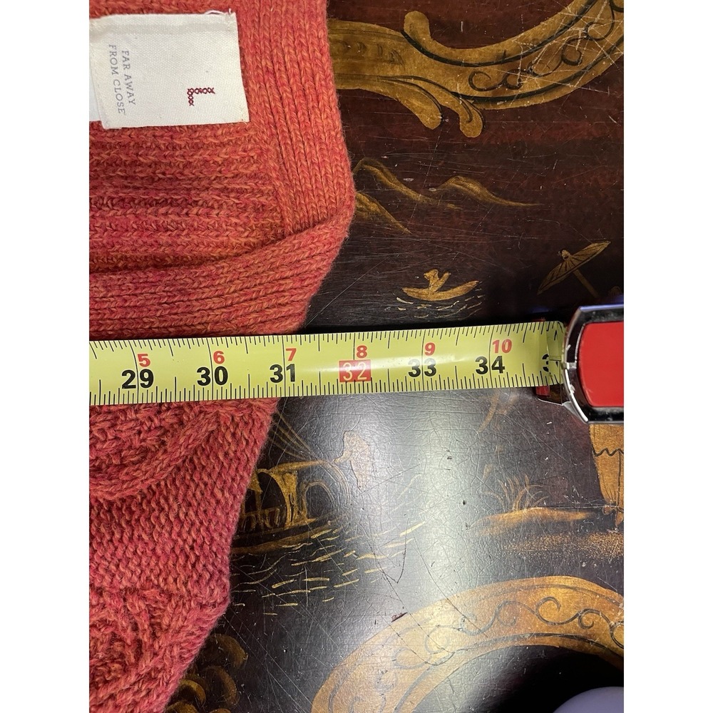 Anthropologie Far Away‎ From Close Pauline Cable Knit Cardigan Hi Lo Granny L - Picture 14 of 16